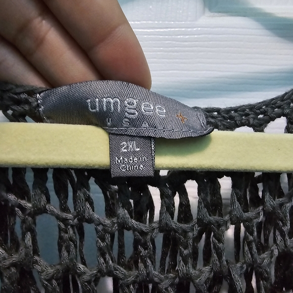 Umgee Gray Open Knit Cardigan Vest With Frindge Size 2XL - Picture 4 of 5